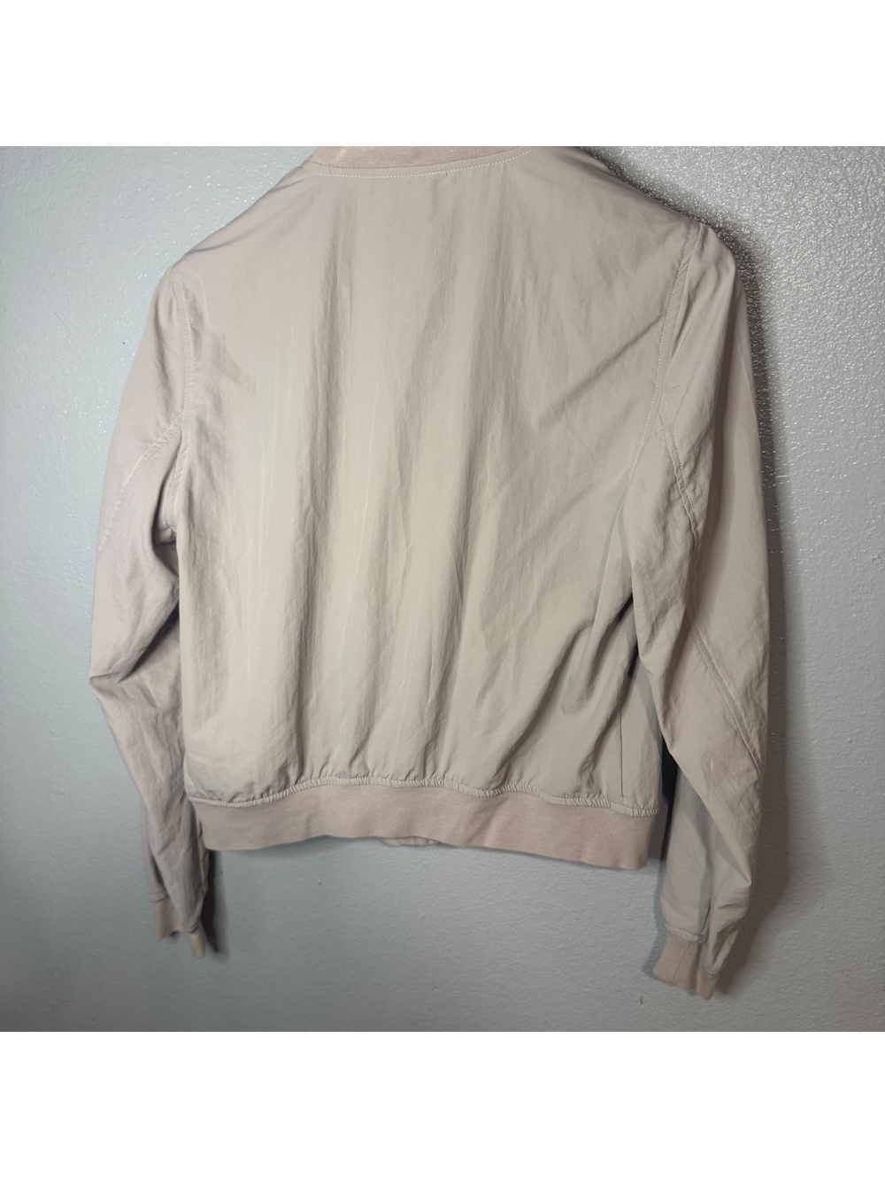 Bagatelle Lightweight Bomber Jacket Women’s Medium Beige Silky Zip Casual Coat - Picture 4 of 7